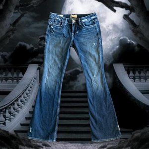 low rise flared jeans